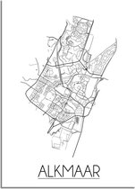 DesignClaud Alkmaar Plattegrond poster  - A3 + Fotolijst wit (29,7x42cm)