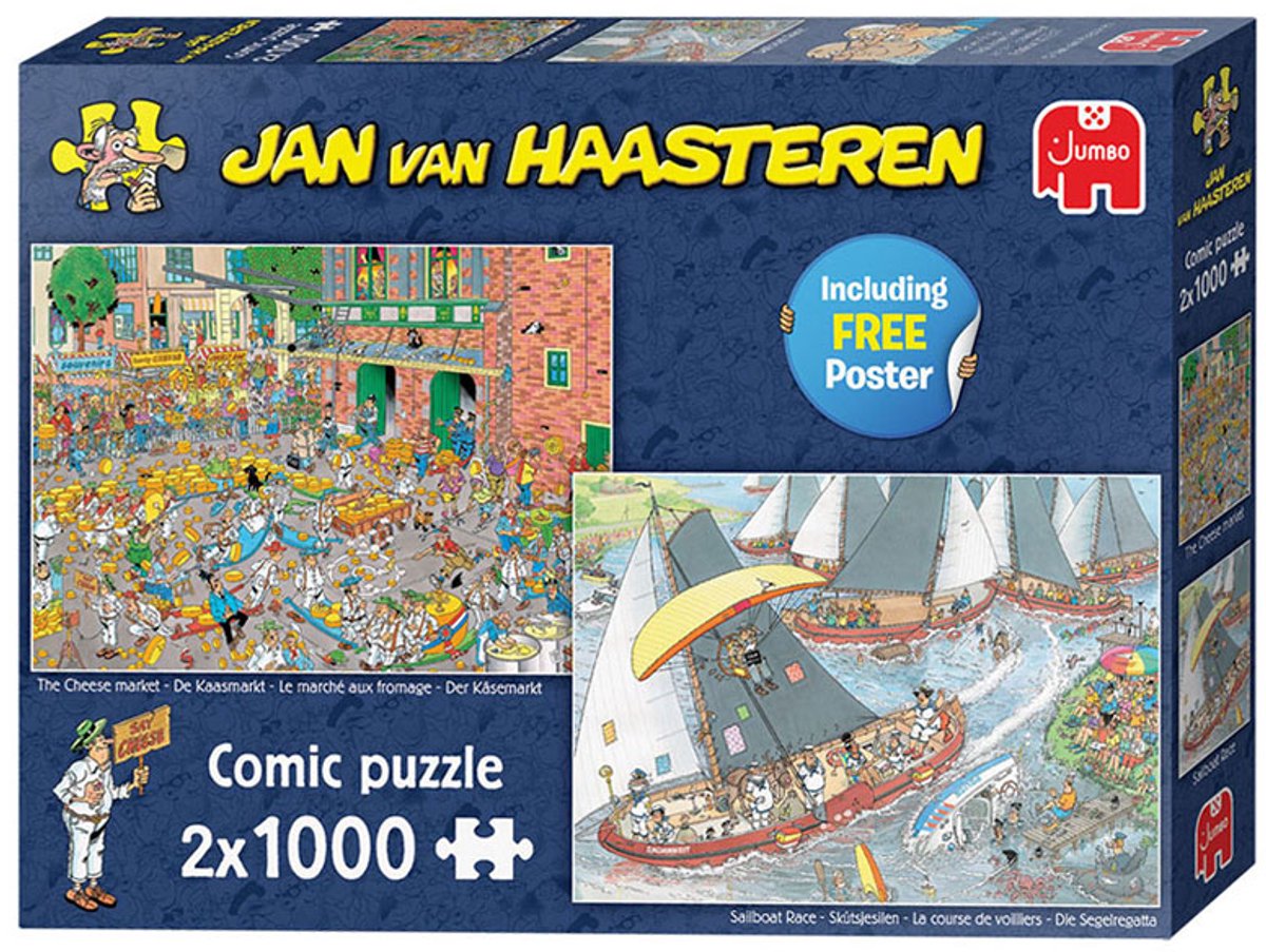 Jan van Haasteren - De Kaasmarkt & Skûtsjesilen - Puzzel - 2x1000 stukjes — afbeelding 6