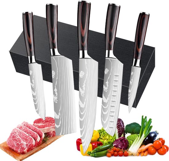 Top Choice - 7 delige messenset - 5 messen - schaar - in houder