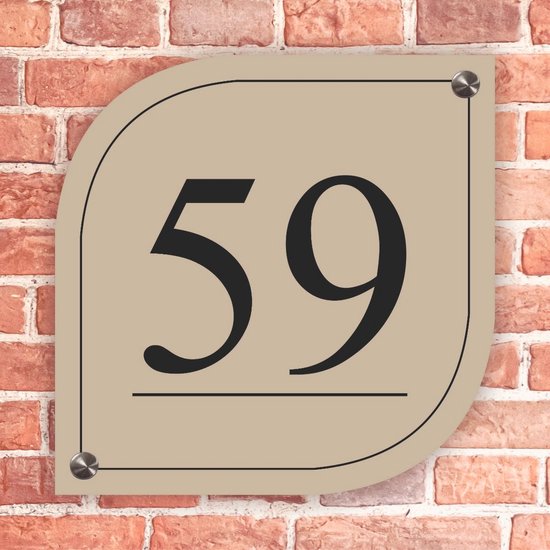 Plaque nominative marron luxueux pour porte d'entrée avec cadre noir - 15 x 15 cm - Matériel de fixation en acier inoxydable inclus