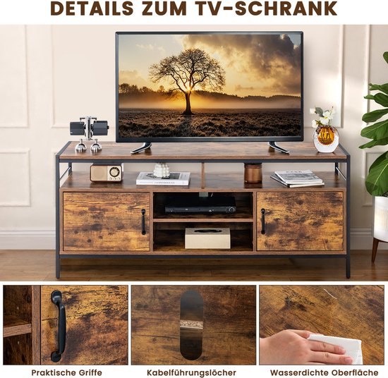 COSTWAY TV Schrank Lowboard, Sideboard Küchenschrank mit Türen und 4 COSTWAY TV Schrank Lowboard, Sideboard Küchenschrank mit Türen und 4
