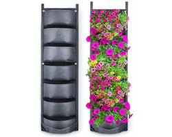 Verticale Tuin met Watersysteem - Verticale Moestuin - Plantenbak – Plantentoren – Moestuinbakken – Kweekbak – 7 Zakken - Zwart