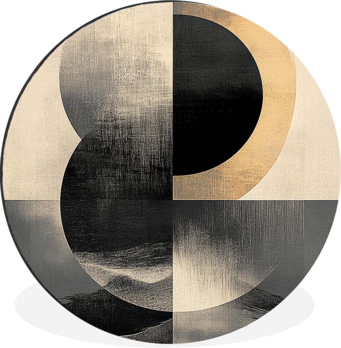 WallCircle Wandcirkel - Muurcirkel - Cirkels - Schaduw - Abstract - Aluminium - Dibond - 60x60 cm - Binnen en Buiten
