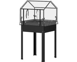 Kweekbak - Kweektafel - Op poten - Verhoogd - Broeikas - 60 x 60 x 120 cm - Zwart