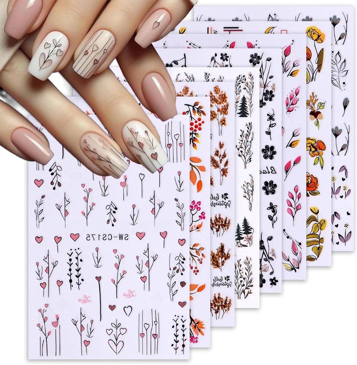 - 8 Stuks Zelfklevende Nagelsticker Set voor UV-uitharding van Nagels - DIY Manicure Decoratieve Stickers voor Vingernagels en Teennagels