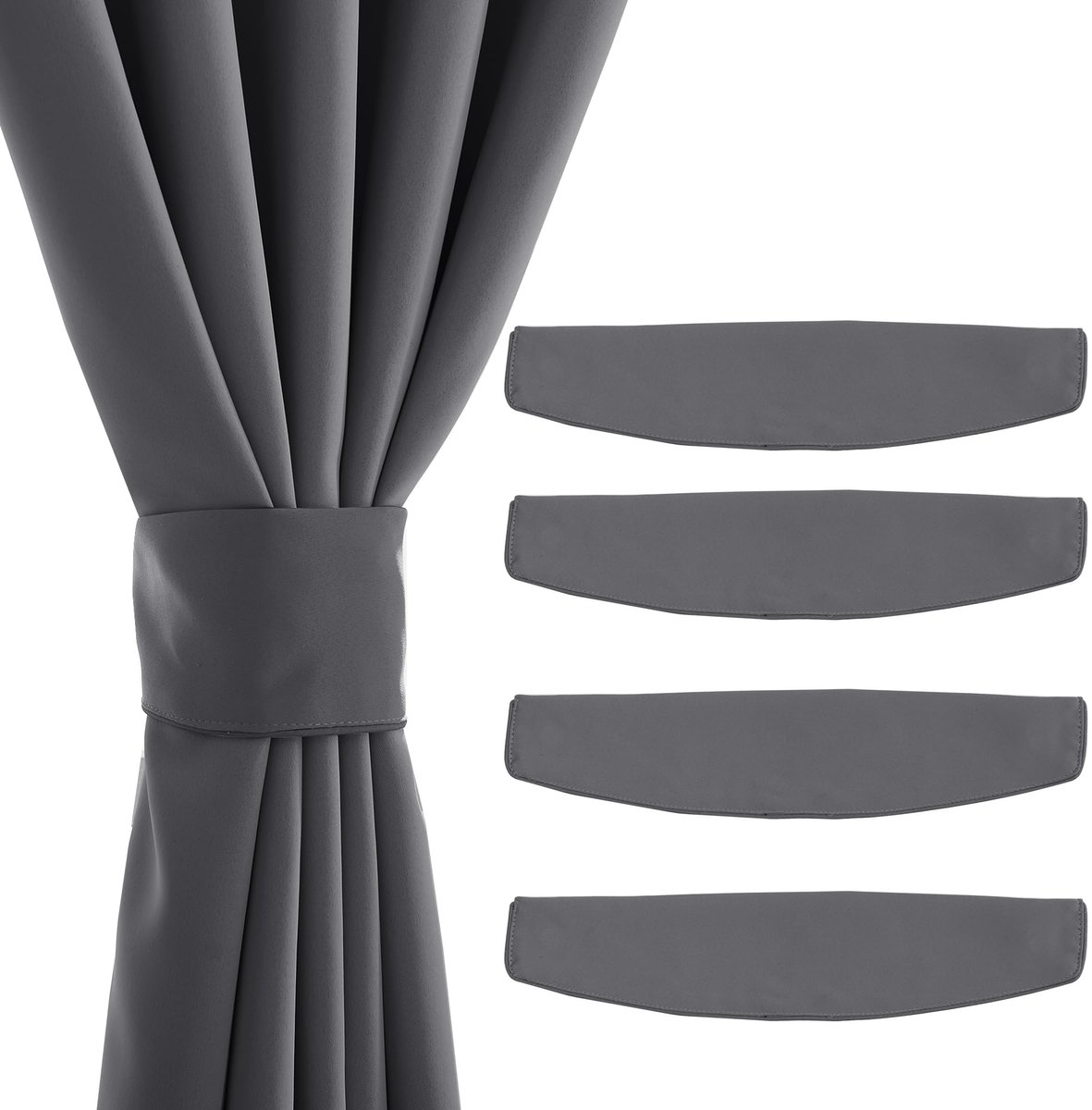 Ibenzoa® Stijlvolle Magnetische Gordijnhouders Set van 4 voor Verschillende Gordijnstijlen Grijs