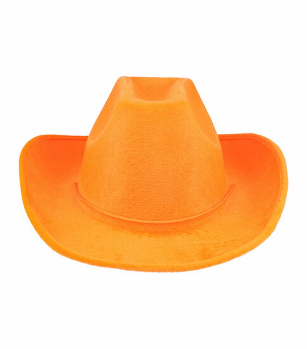 Haarsoires Cowboyhoed - Western Hoed - Velvet - One Size - Oranje - Cowboy Hoed - Dames & Heren - Festival Carnaval Themafeest