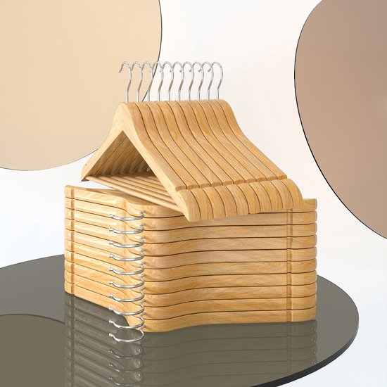 Houten kleerhangers voor kinderen, set van 24 massief houten kleerhangers 30 cm met inkepingen op de schouder, 360 graden draaibare haak voor babykleding voor peuters en kinderen (natuurlijk