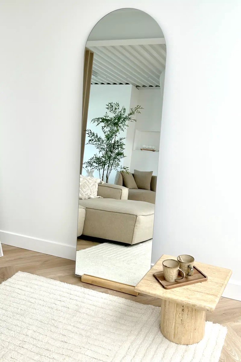 Nordic Style® Boogspiegel 190x60cm - Frameloos - Scandinavische Spiegels - Halfrond - Zond