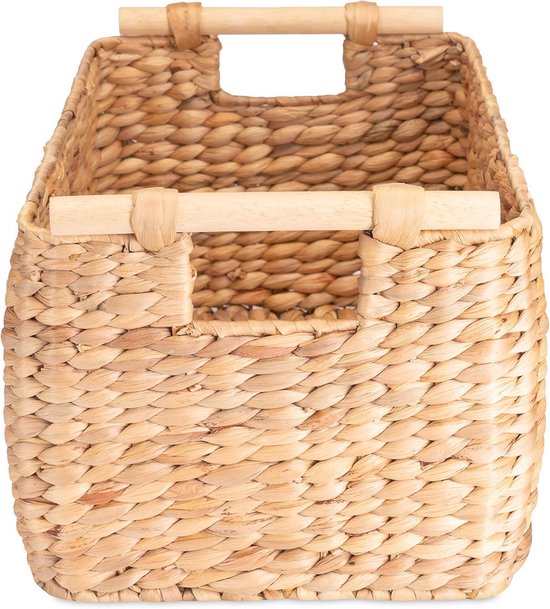 Loods 5 - Seagrass waterhyacint mand met raffia natural/zwart L