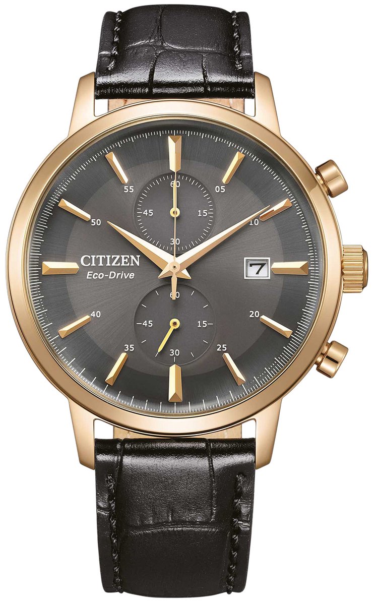 Citizen CA7067-11H Horloge - Leer - Zwart - Ø 41 mm