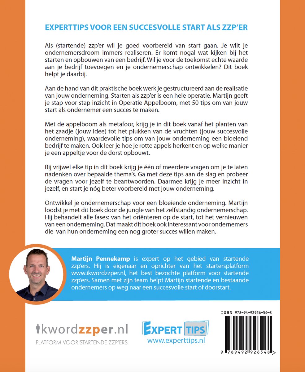 Experttips boekenserie - Experttips voor een succesvolle start als zzp’er - back cover