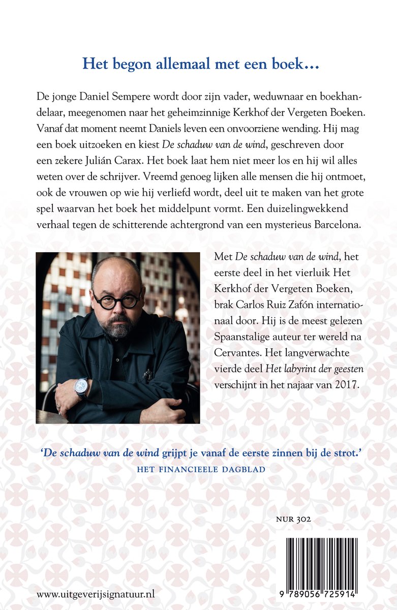 De schaduw van de wind - back cover