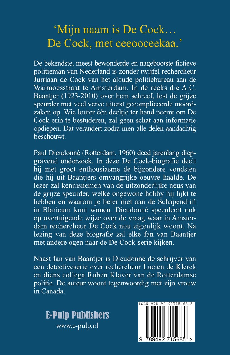 Leven en werk van rechercheur De Cock - back cover