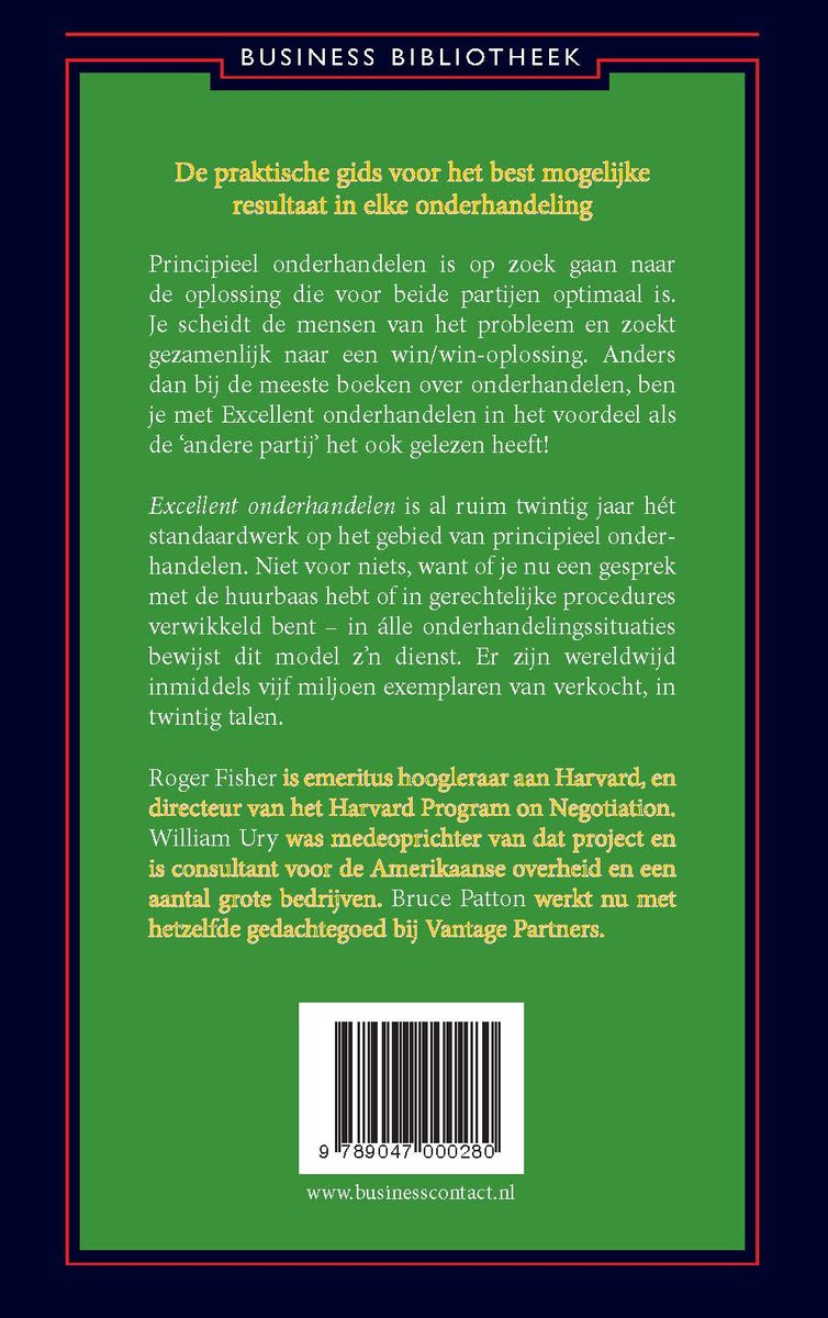 Excellent onderhandelen - back cover