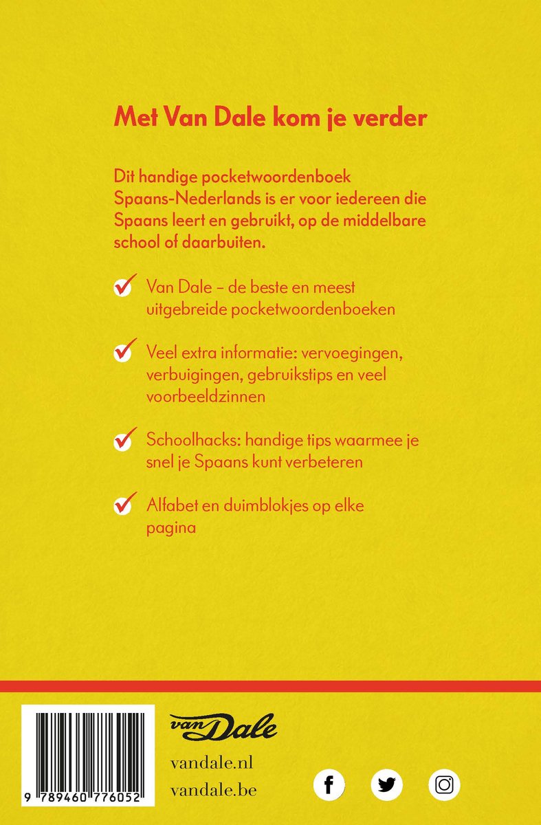 Van Dale Pocketwoordenboek Spaans-Nederlands - back cover