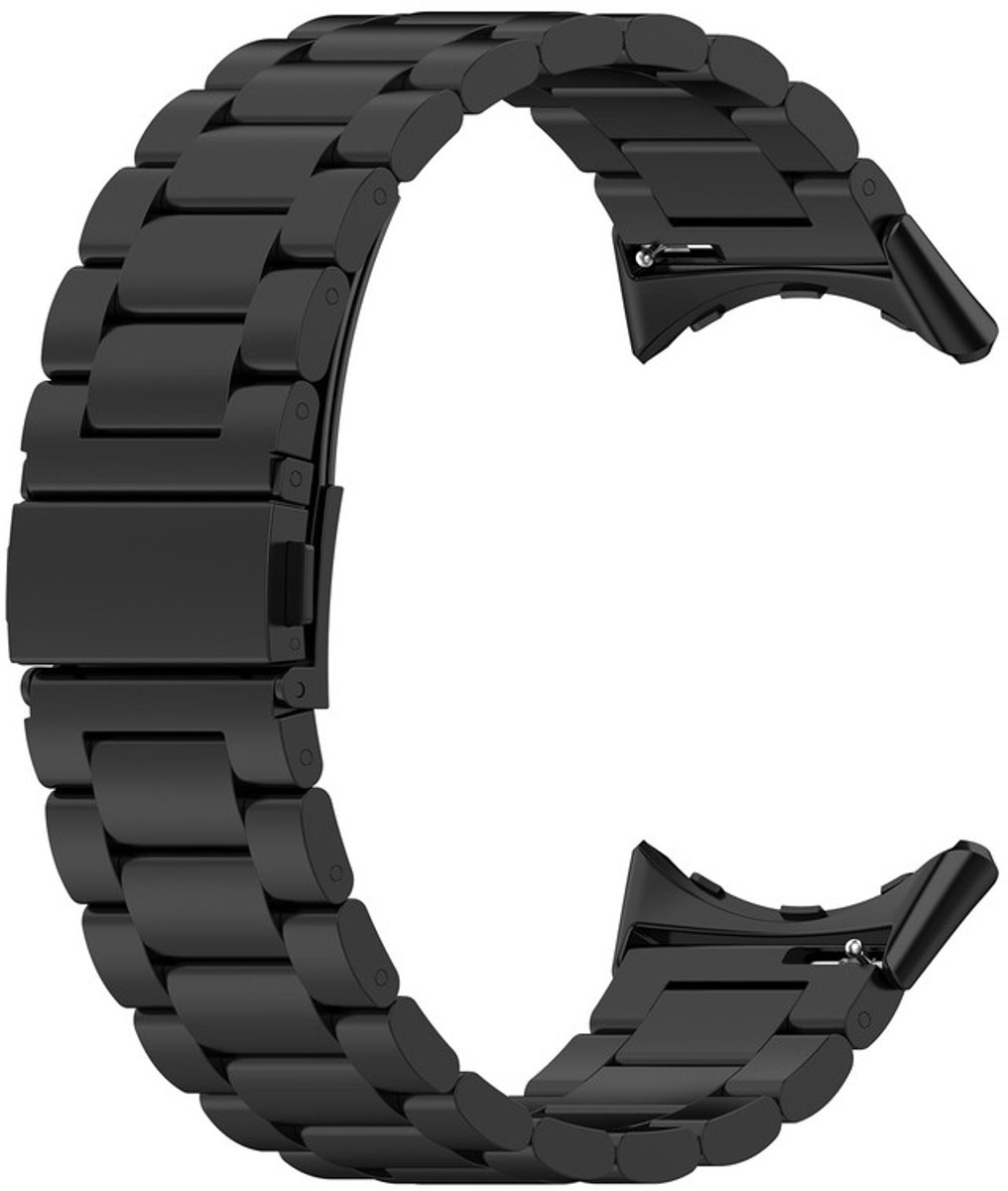 Stalen bandje - RVS - geschikt voor Google Pixel Watch 3 (45 mm) en Pixel Watch 4 (45mm) - zwart