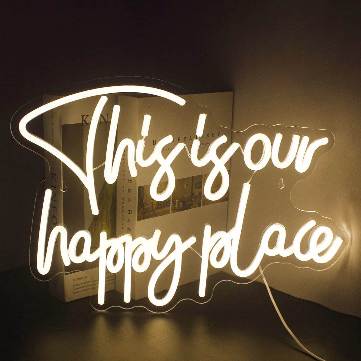 Neon Sign Lichtreclame Happy Place voor Feest en Ruimtedecoratie