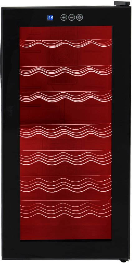 Commerciële Wijnkoelkast Glas LED Verlichting 78L 28 Flessen Zwart Touchpanel