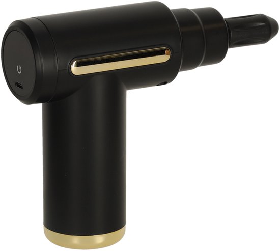 MOZY® - Massage Gun - met 4 Opzetstukken - voor het Hele Lichaam - 99 Snelheden - Zwart / Goud - Reismodel - Draadloos - USB Opladen - Massage Apparaat - Massage Pistool