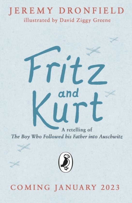 Boek "Fritz and Kurt" door Jeremy Dronfield, met illustraties van David Ziggy Greene. Komt uit in januari 2023.