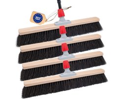 4x bezems natuurhaar 50 cm I met steel I telescopische steel I paardenhaar zwart I bezem voor binnen I garde universele bezem huisbezem binnen
