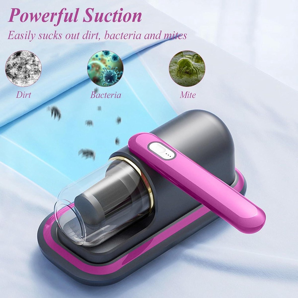 Bed Handheld Draadloze Stofzuiger met UV-Licht Wit - afbeelding 2