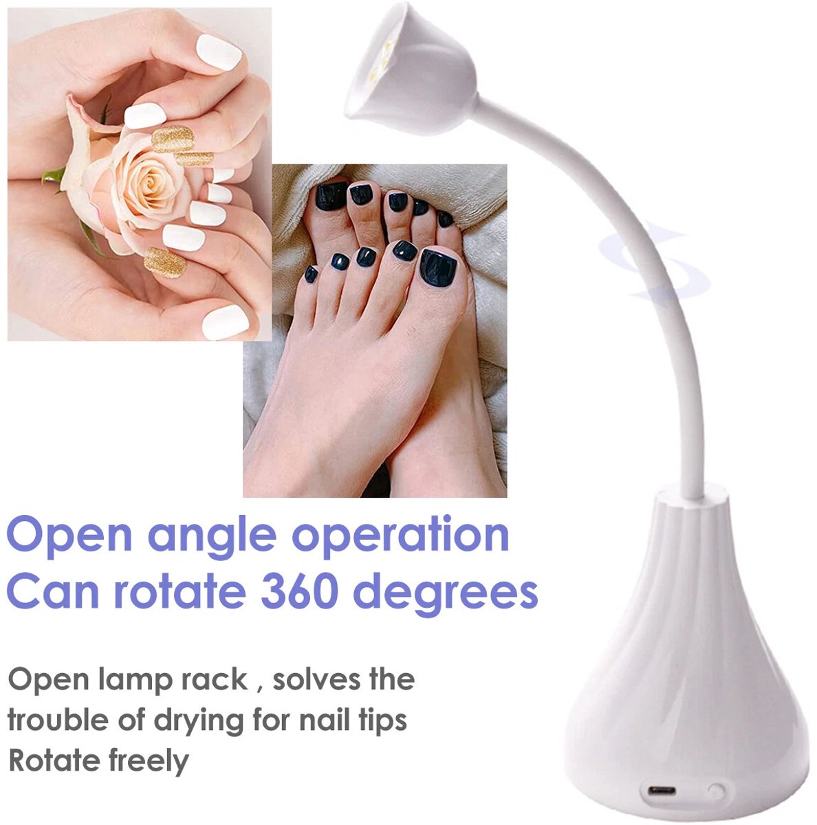 UV LED Nagellamp - UV LED Lamp Nagels - Nagellamp - Manicure - Lichtuitharding - Led Machine Nageldrogers - Nagellamp LED Mini Draagbare - verstelbaar - nail lamp - 360° Draaibaar - Nagel UV Lamp - draadloos usb - nageldroger voor gewone nagellak — cadeau in Verzorging - foto 6