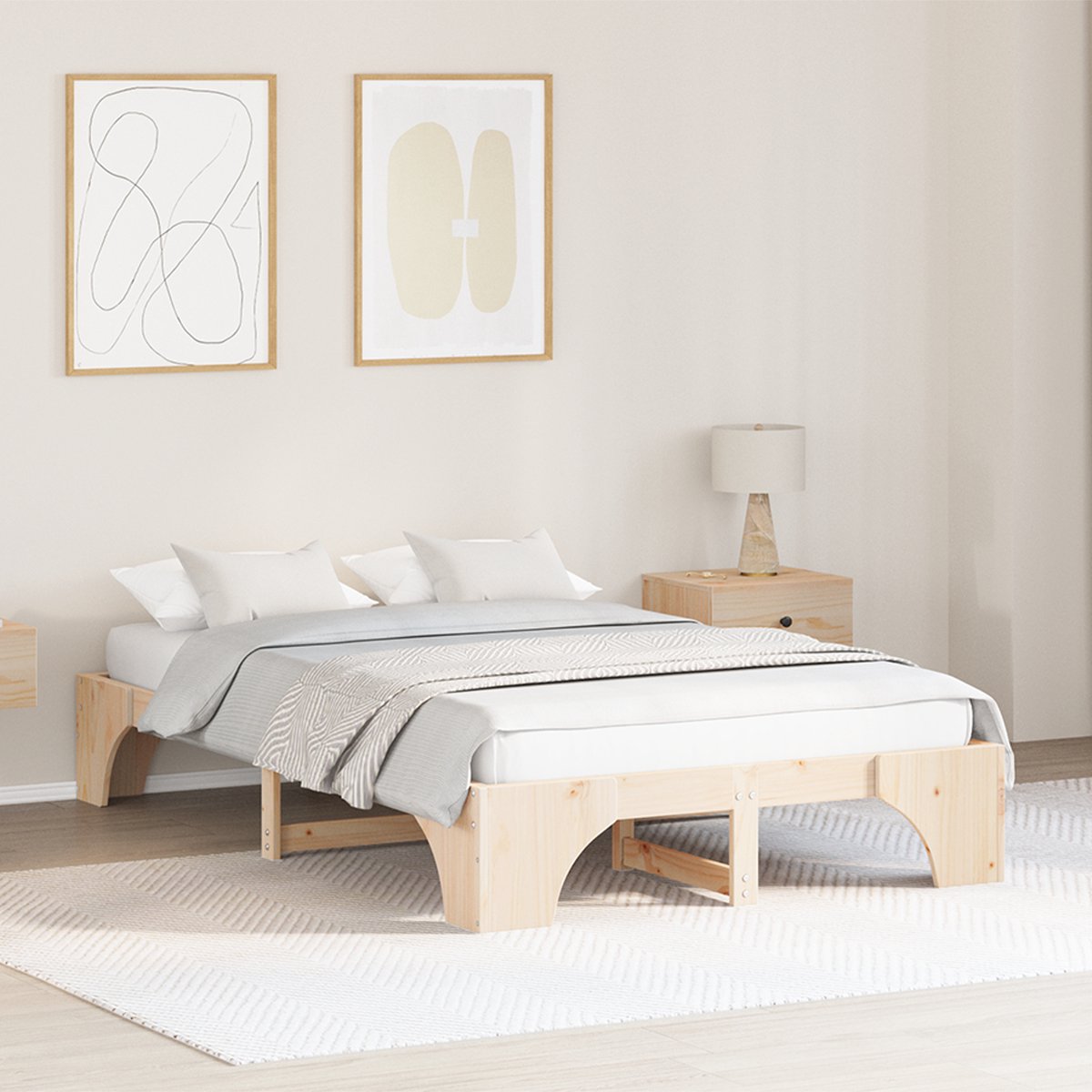 vidaXL - Bedframe - Naturel - 120 - x - 200 - cm - Massief - grenenhout