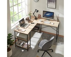 Bureau Klirurud L-vormig of recht bureau eikenkleurig en zwart [en.casa]