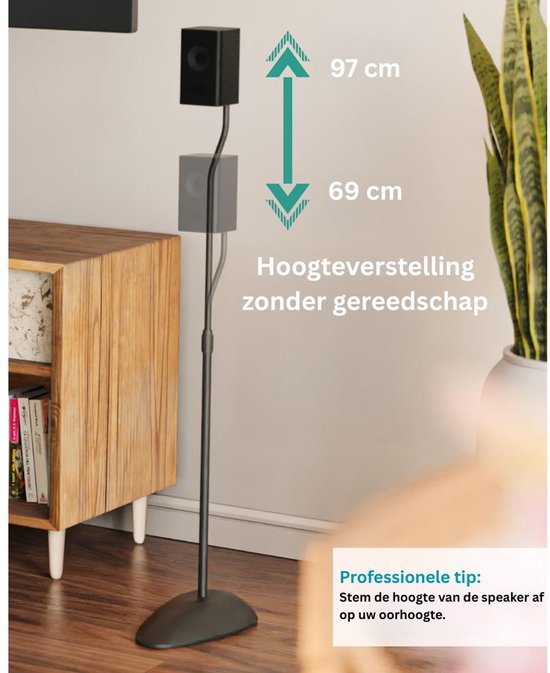 CRLYN® Luidspreker Standaard - Speaker Statief - Luidsprekerstandaard - Zwart van CRLYN — afbeelding 2