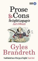 Boekhoes met de tekst 'Prose & Cons: The English Language in Just A Minute' en een tekening van Shakespeare met een veer.