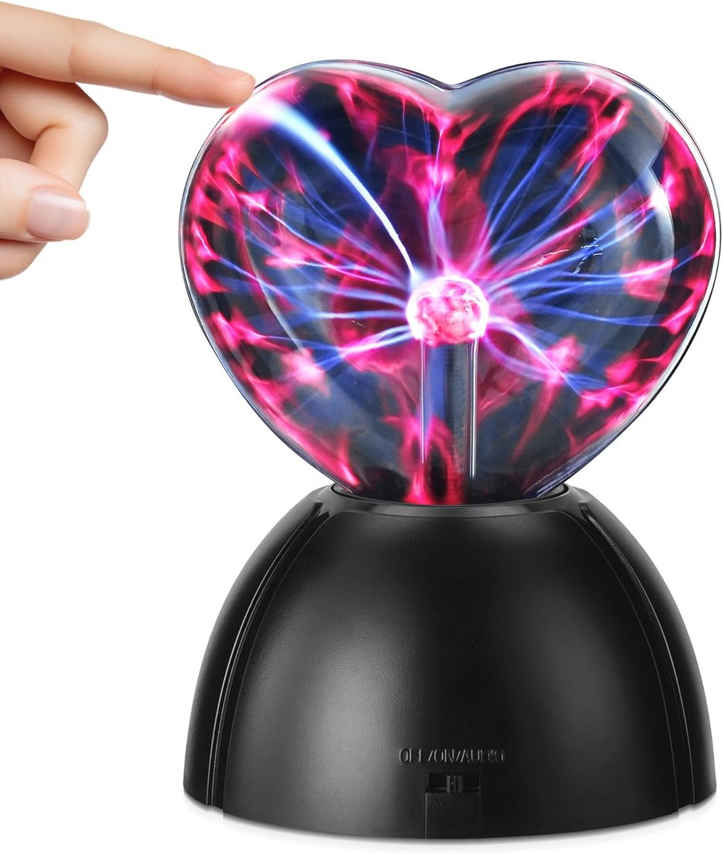 Magische Plasmabal met Hartvormige Design - Aanraakgevoelige en Geluidsgevoelige Nachlamp voor Kinderen - Perfect als Cadeau voor Valentijn en Kerst