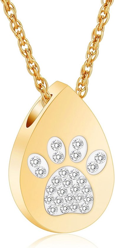 Luxe Ashanger | Hondenpoot | Met Ketting | Assieraad | Goudkleurig | As Ketting | Gedenksieraad | Urn | Incl. As vuller