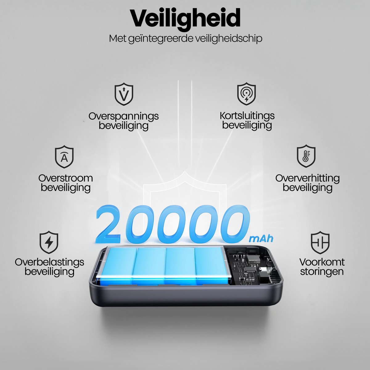 Phreeze PB04 Mini Powerbank 20.000 mAh met Vaste Kabels - afbeelding 3