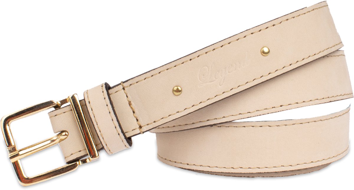 Legend Dames - Leren riem - Crème - 80cm