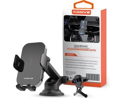 Xssive Telefoonhouder Auto - 15W Draadloze Smartphonehouder - GSM Houder Auto - Automatisch Telefoon Klem - Zuignap voor Dashboard en Voorruit - Inclusief Ventilatie Klem voor Ventilatierooster - Qi Draadloos Opladen