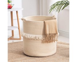 Opbergmand voor speelgoed en kleding - Grote geweven touwwasmand voor babykamer en woonkamer, 39,9 x 42,9 cm