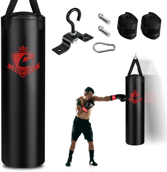 COSTWAY 28,5 kg bokszakset voor volwassenen, hangende bokszak met 12 oz bokshandschoenen en handlussen, punching bag voor Muay Thai, Krav Maga, Taekwondo, karate, bokszak incl. plafondhaak