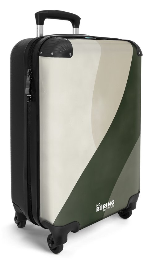 NoBoringSuitcases.com® - Valise cabine Vague abstraite en vert olive et beige - Bagage à main - Valise de voyage - Valise chariot - Valises 55x40x20 cm - 55x35x25 cm
