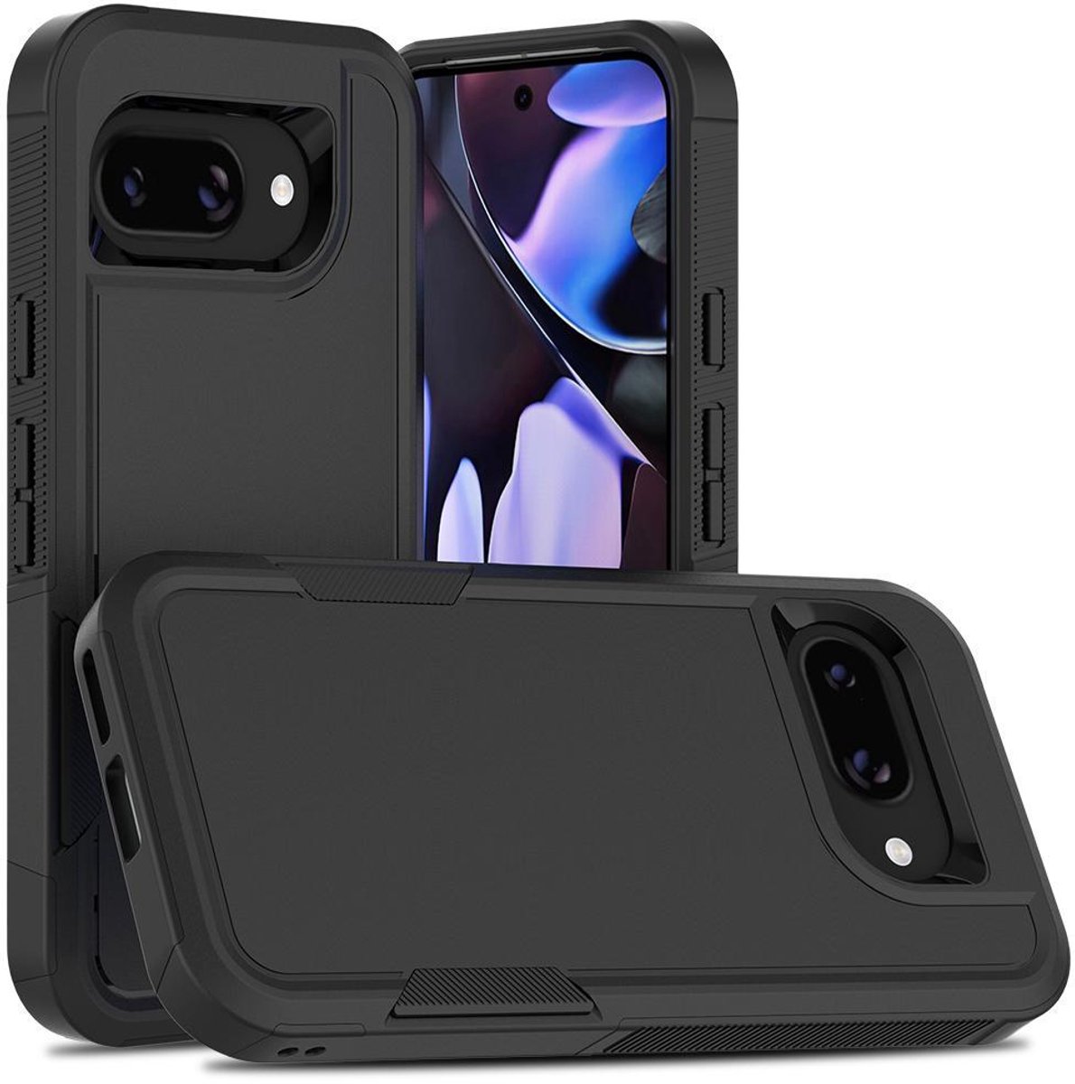 Mobigear Hoesje geschikt voor Google Pixel 9a Telefoonhoesje Hardcase | Mobigear Heavy Armor Backcover Shockproof | Schokbestendig Pixel 9a Telefoonhoesje | Anti Shock Proof - Zwart