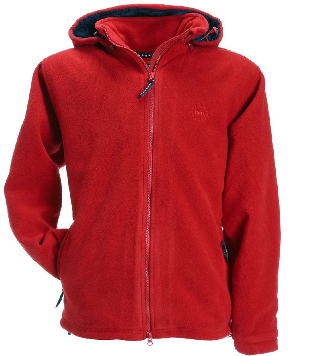 BMS Fleece Windsmoother-jas met capuchon, rood, maat M