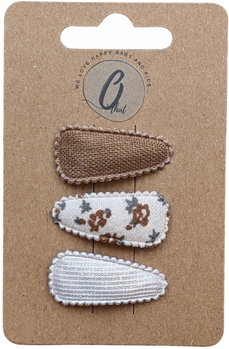 Ootje kadootje Spring Haarclip - Spring Bruin / Print / Goud - 3 Stuks