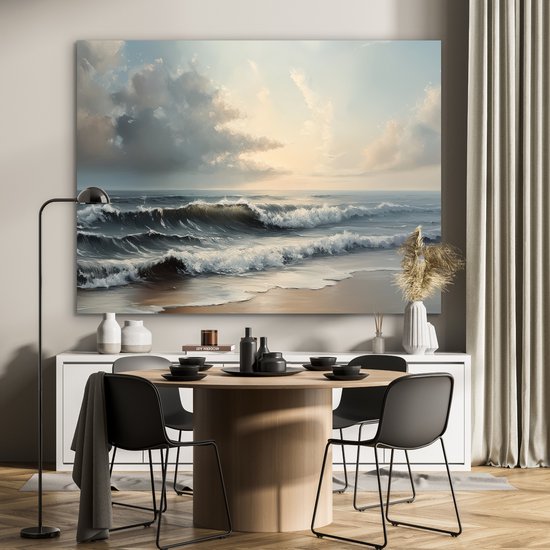 Tableau aluminium 160x120 cm - Décoration murale métal - Plage - Mer - Coucher de soleil - Décoration murale métal salon - Décoration industrielle - Photo sur dibond - Accessoires industriels chambre