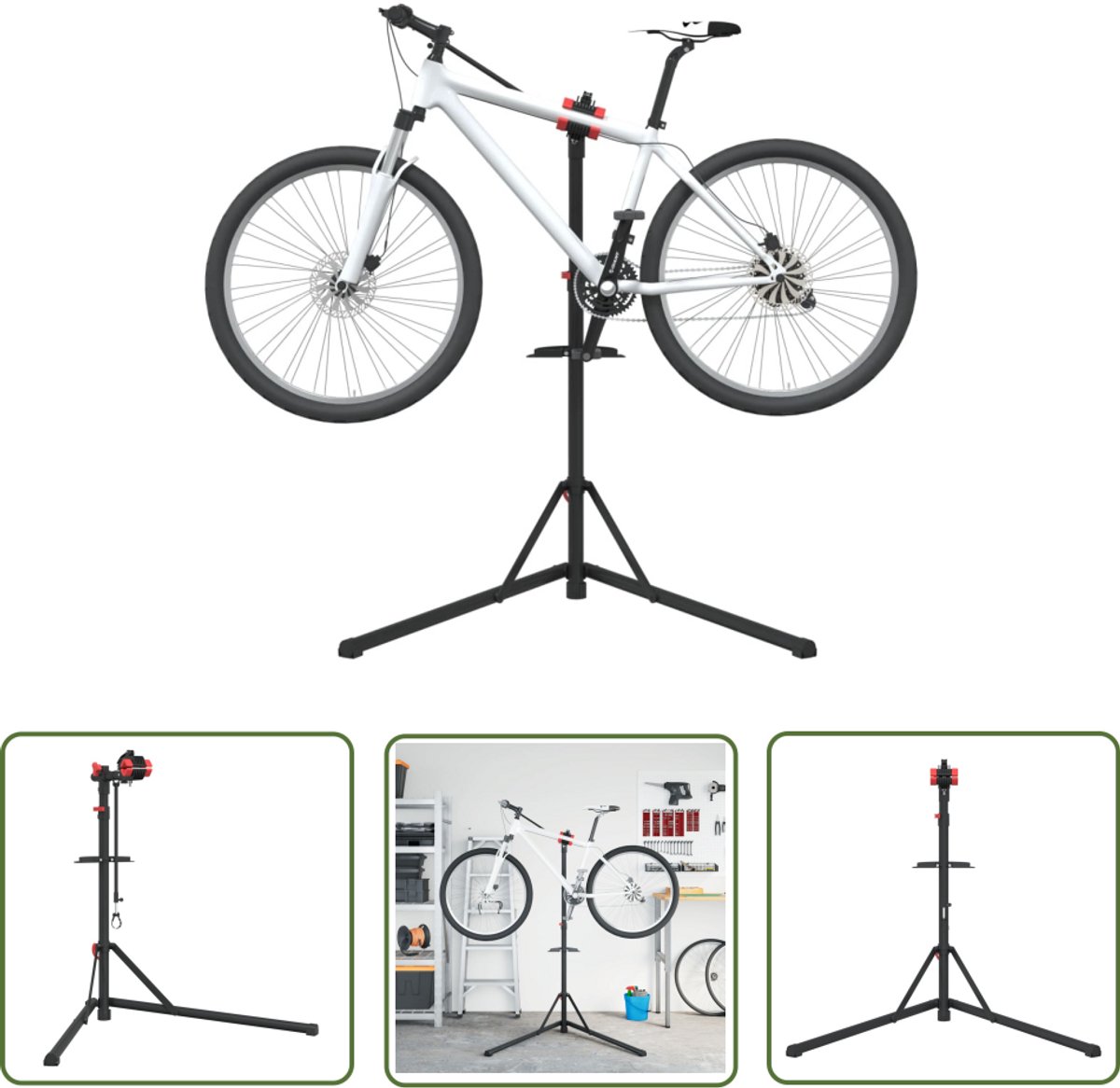 The Living Store Fietsreparatiestandaard inklapbaar 92-152 cm staal rood - Fietsreparatiestandaard - Fietshandvat - Fietsstandaard - Fietsonderhoud - Fietsreperatie