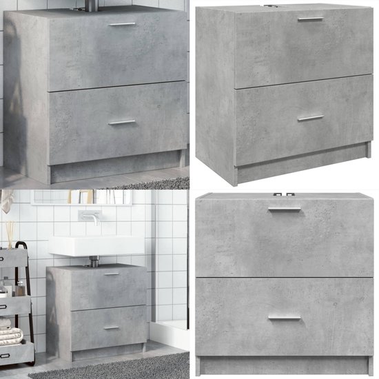 vidaXL Badkamerkast 30x30x190 cm bewerkt hout betongrijs, badkamer wastafelkast, badkamer wastafel kast, wastafel kast, wastafelkast, wastafelkastje