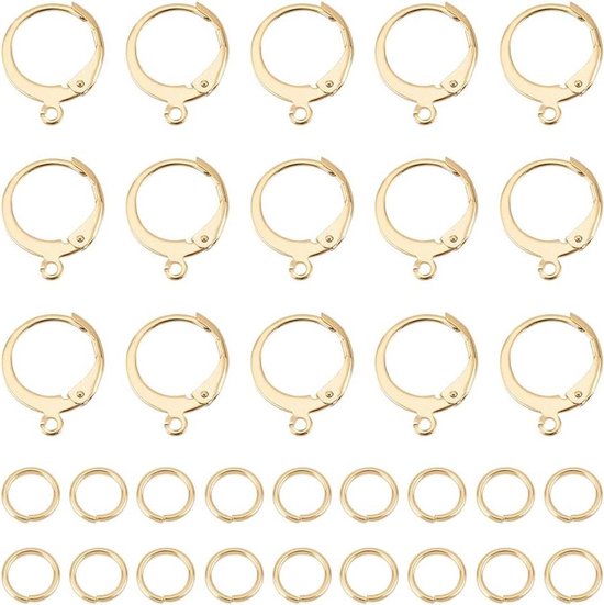 BEEFLYING 10 Paar Zirconia Oorbel Draad Real 18K Vergulde