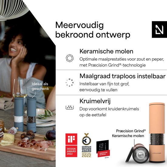 LARS NYSM zout en peper molen set van 2 handmatige met verstelbare keramische molen van grof LARS NYSM zout en peper molen set van 2 handmatige met verstelbare keramische molen van grof