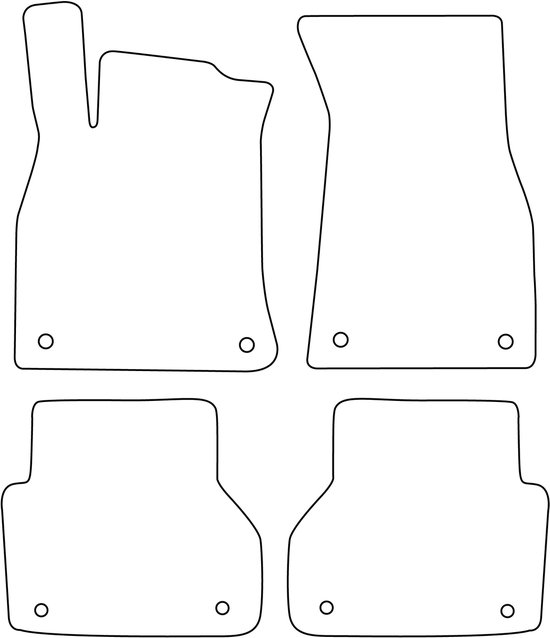 Schematische weergave van vier automatten met bevestigingsringen.
