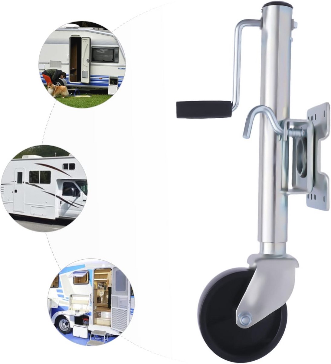 GramStudio Steunwiel voor aanhanger, automatisch steunwiel, zware